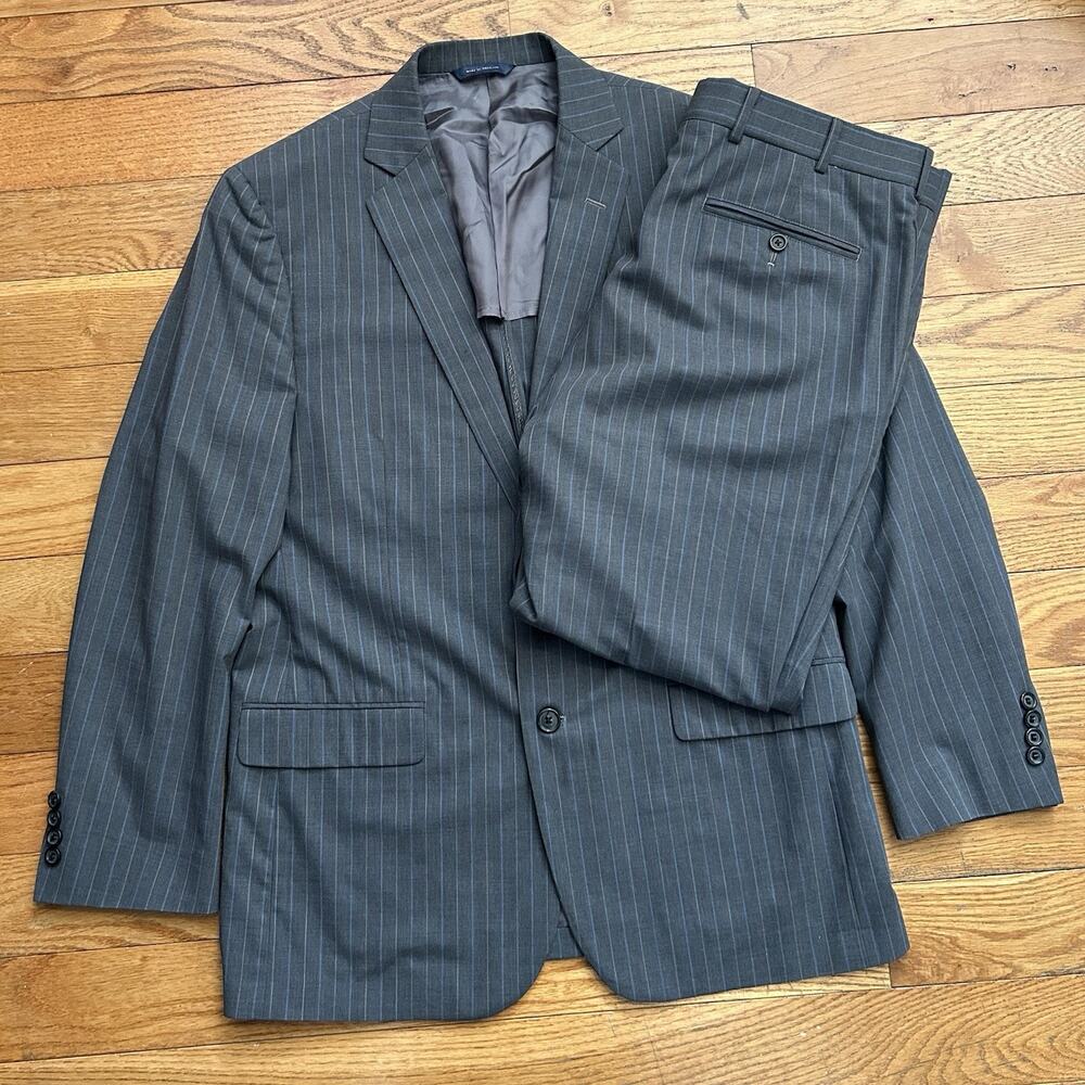 Brooks Brothers Fitzgerald BrooksCool Wool Pinstripe Suit Jacket Pants 42R 36x28